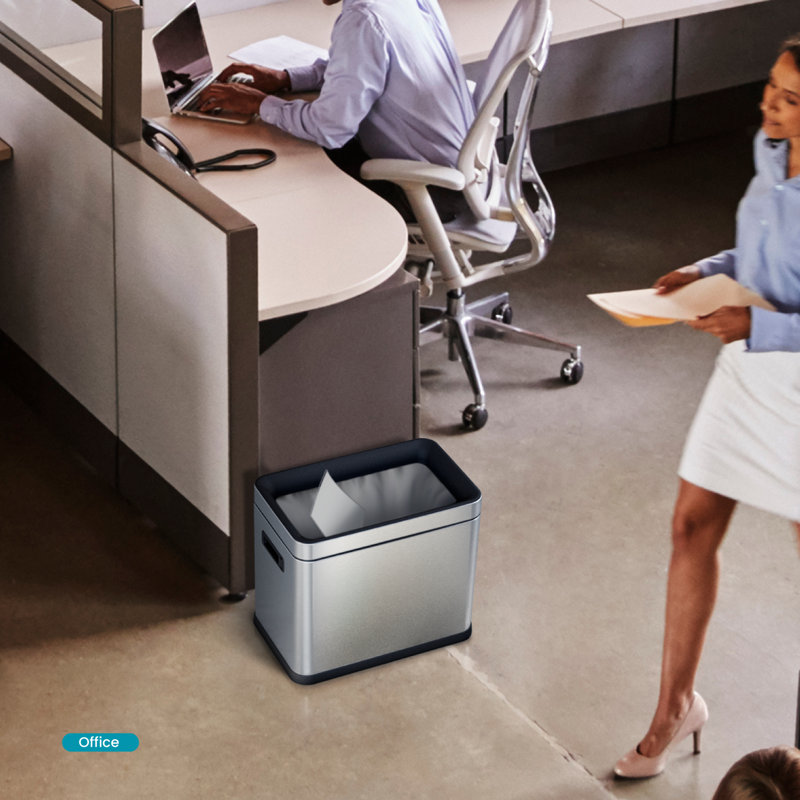 Slim Stainless Steel Open Top Trash Can for Commercial Use