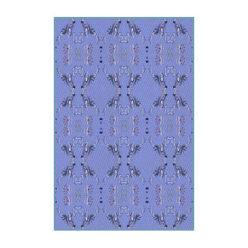 Tapis en laine bleu / rose, Rectangle 2 pi x 3 pi