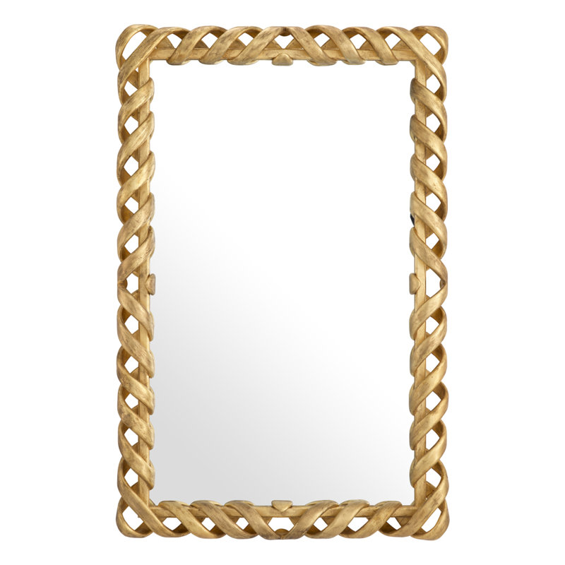 Casone Rectangle Solid Wood Mirror, Antique Gold