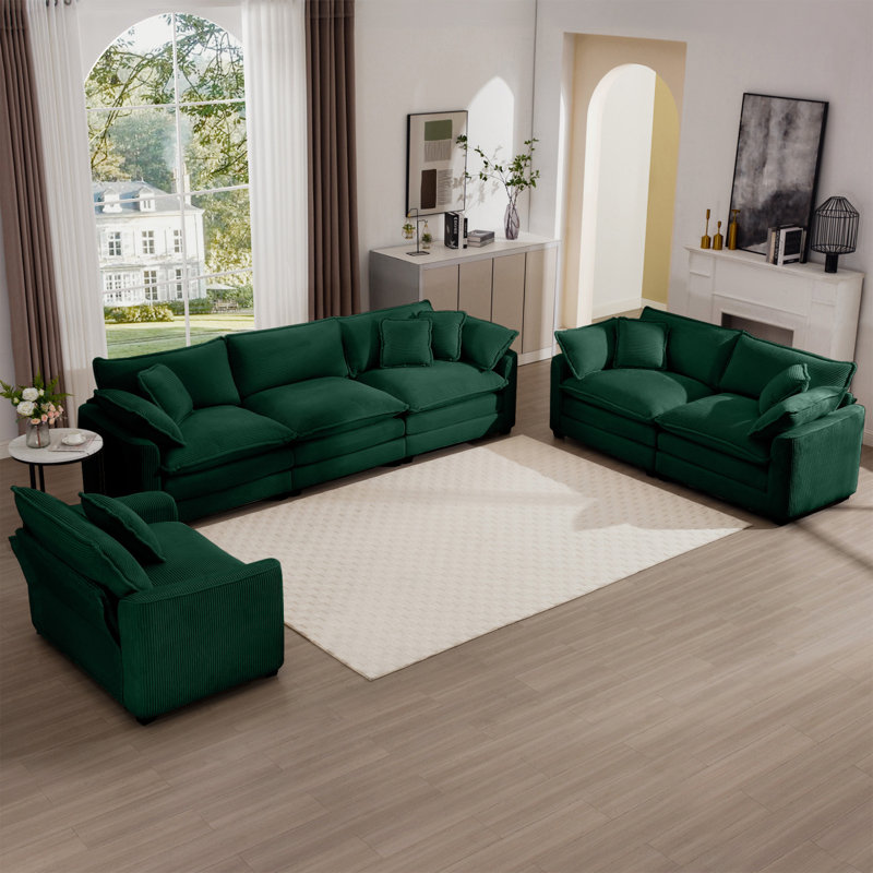 3 pièces Canapé modulaire surdimensionné Canapé modulaire confortable, 1 canapé modulaire simple, 1 canapé 2 places, 1 canapé 3 places Corduroy
