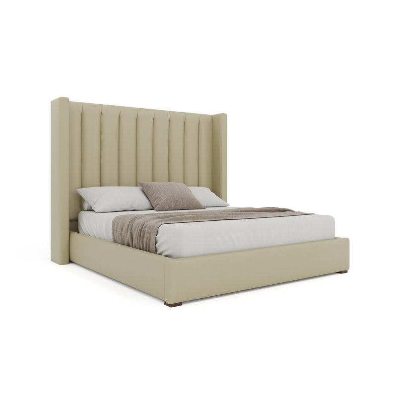 Vegan Leather Wingback Bed, Queen, Cream
