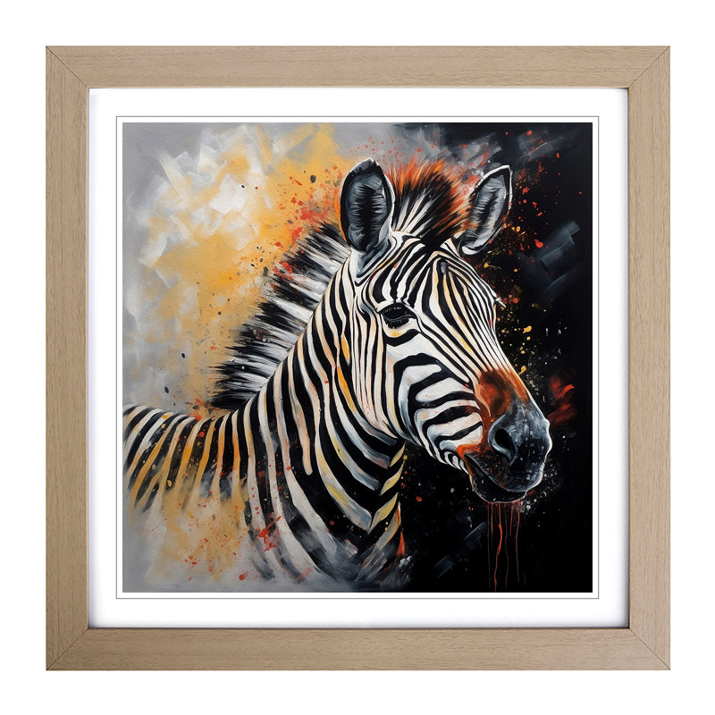 Zebra Expressionism - Framed Print, Oak Framed