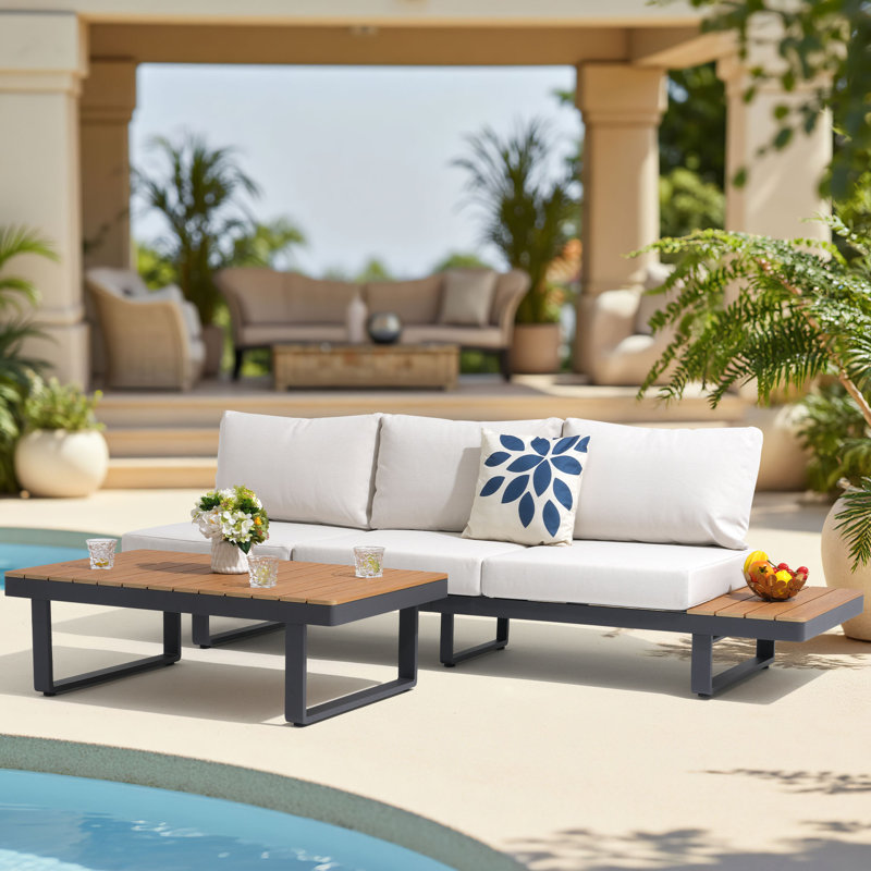 Canapé d'extérieur en aluminium avec table basse