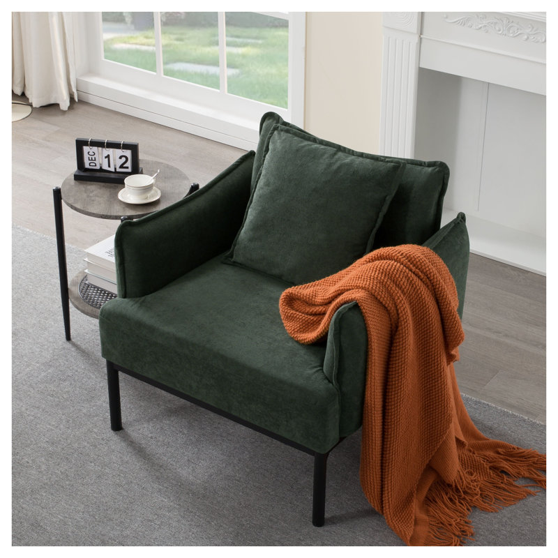 Chaise d'appoint en polyester vert foncé avec coussin et structure en bois d'eucalyptus, Green