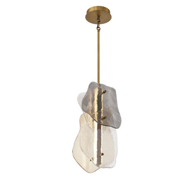 Pendant, 24", Antique Brass, Mixed Glass