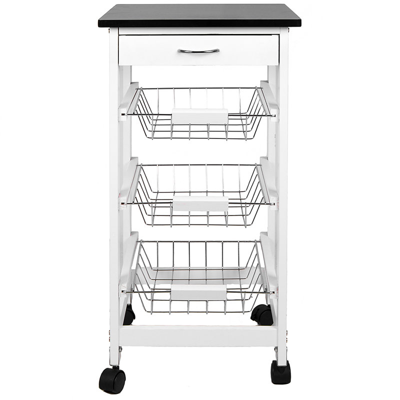 37cm W Solid Wood Kitchen Island, 76cm H x 37cm W x 37cm D, White
