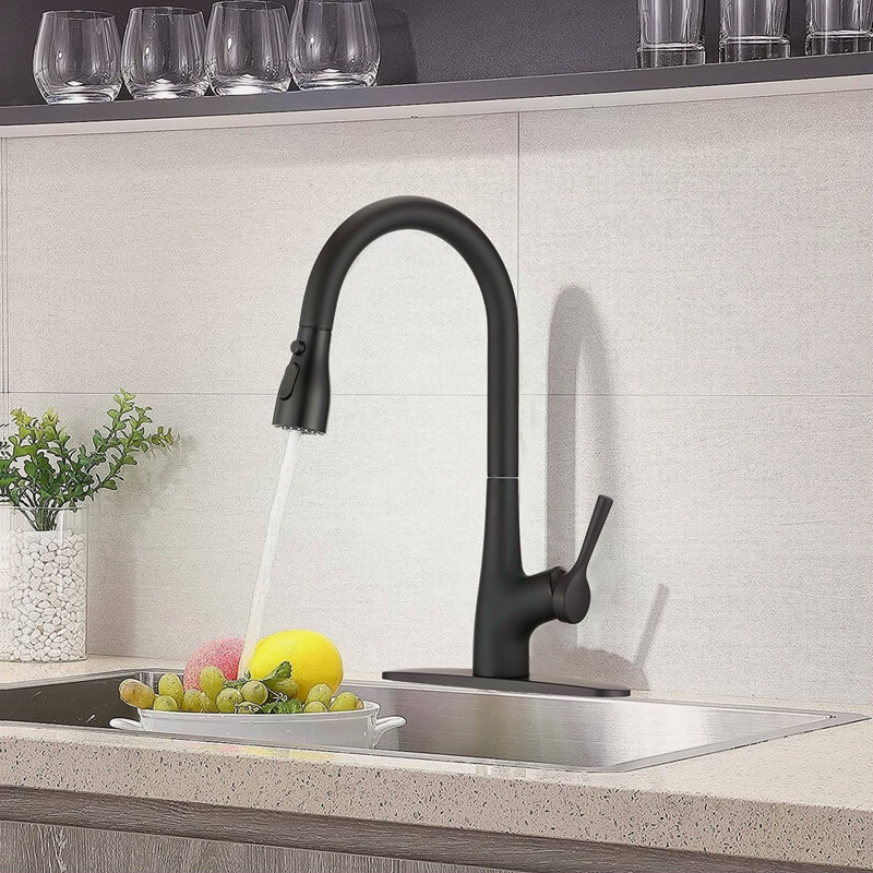 Single Handle Pull Down Kitchen Sink Faucet, Matte Black