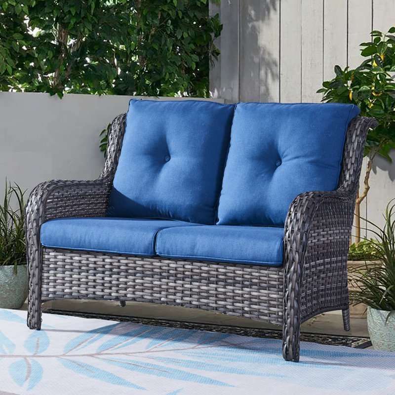 Winston Porter Jerrall 53'' Wicker Outdoor Loveseat & Reviews | Wayfair