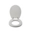 Como White Wooden Toilet Seat - Adjustable Hinges with Top & Bottom Fixings Included and Rust Free Chrome Plated Hinge Covers, Antibacterial Treated Surface (White Wood)