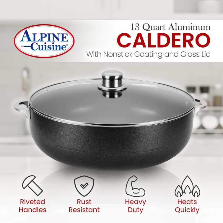 Alpine Cuisine 3.5-Quart Gourmet Aluminum Caldero Stock Pot, Cooking D