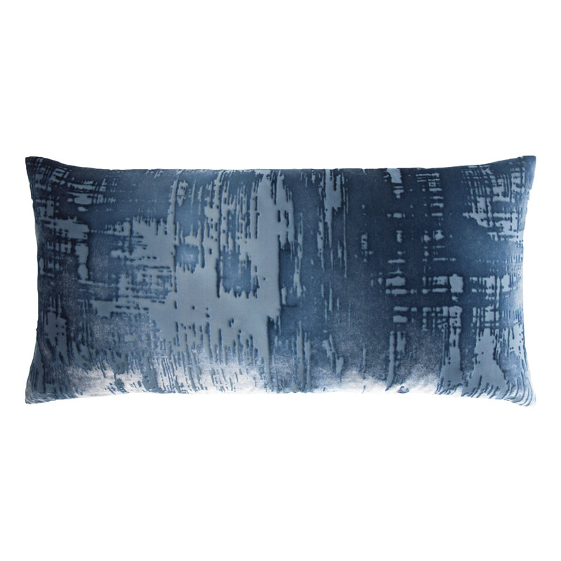 Brush Stroke Lumbar Pillow Cover & Insert, Denim, 16" H x 36" W