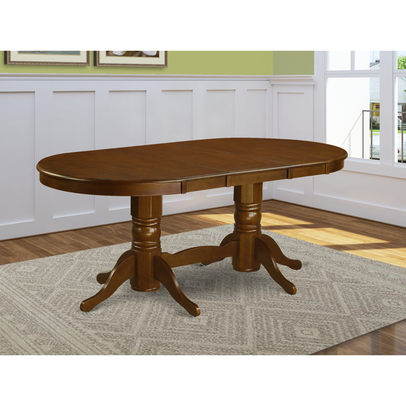 Vancouver Dining Room Table - an Oval kitchen Table Top with Butterfly Leaf & Double Pedestal Base, Espresso, Espresso