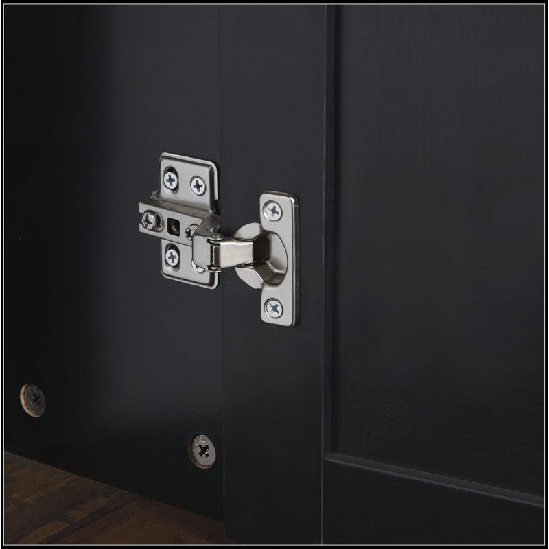 Hall Tree with 4 Hanging Hooks,Entryway Cabinet with Open Compartments, Black