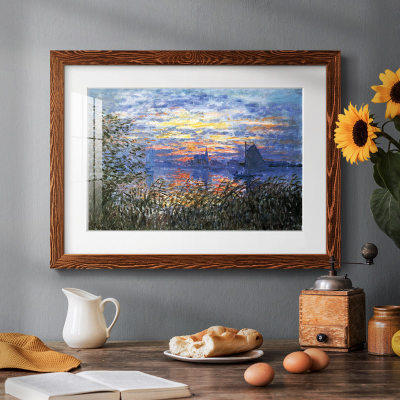 Coucher de soleil sur la seine par Monet - reproduction d'un seul cadre, Érable, H 26 po x l 38 po x P 1,5 po