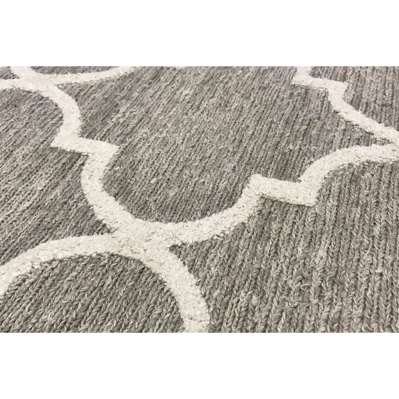 Himalayan Linen Geometric Area Rug in Gray/Beige