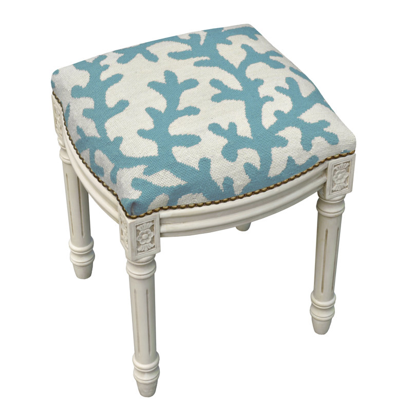 Tabouret de meuble-lavabo en bois massif Liev, Bleu