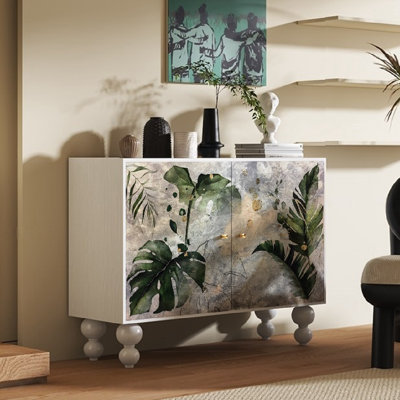 Armoire décorative à double porte et console de rangement