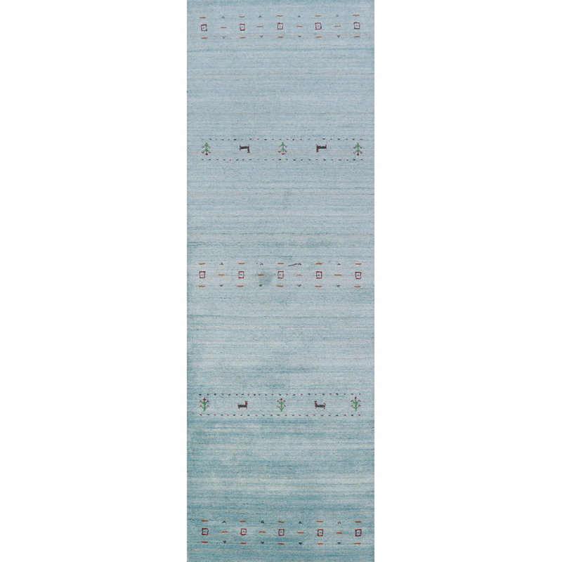 Tapis bleu clair clair fait à la main Gabbeh 3 x 10