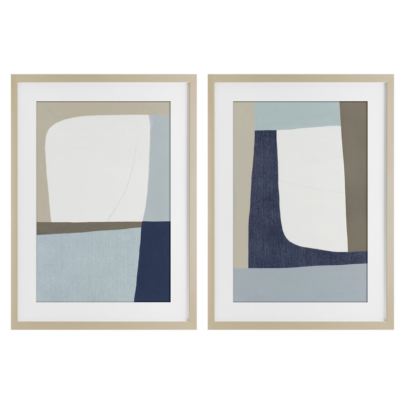Ensemble de 2 impressions encadrées sous verre Minimal Natural Flow, design par Hannah Dawson, H 20 po x l 14 po