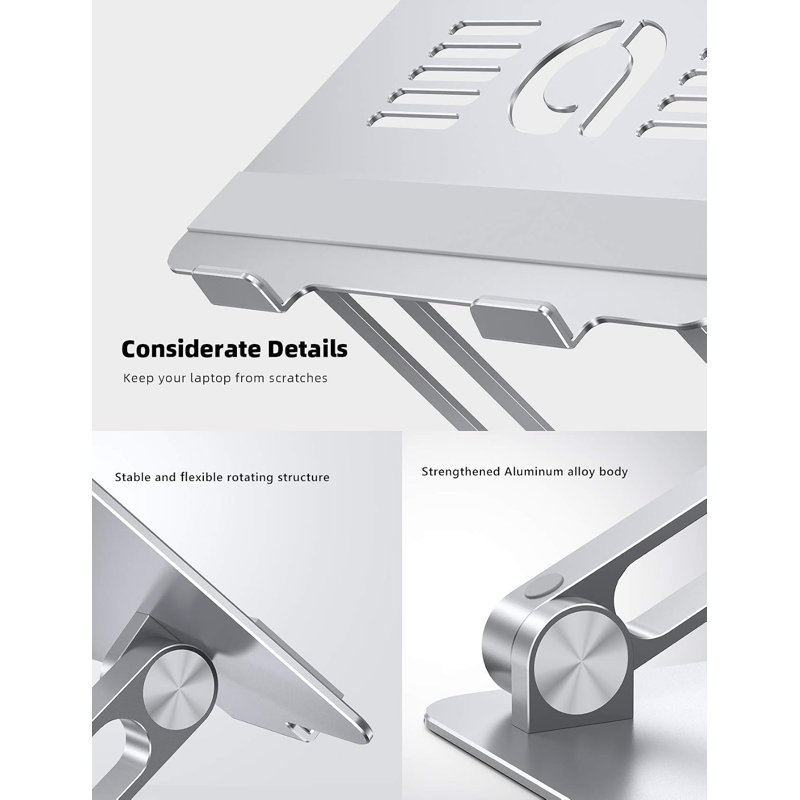 Aluminum Laptop Stand for Desk 10-17.3'',Adjustable Computer Stand,1-Silver