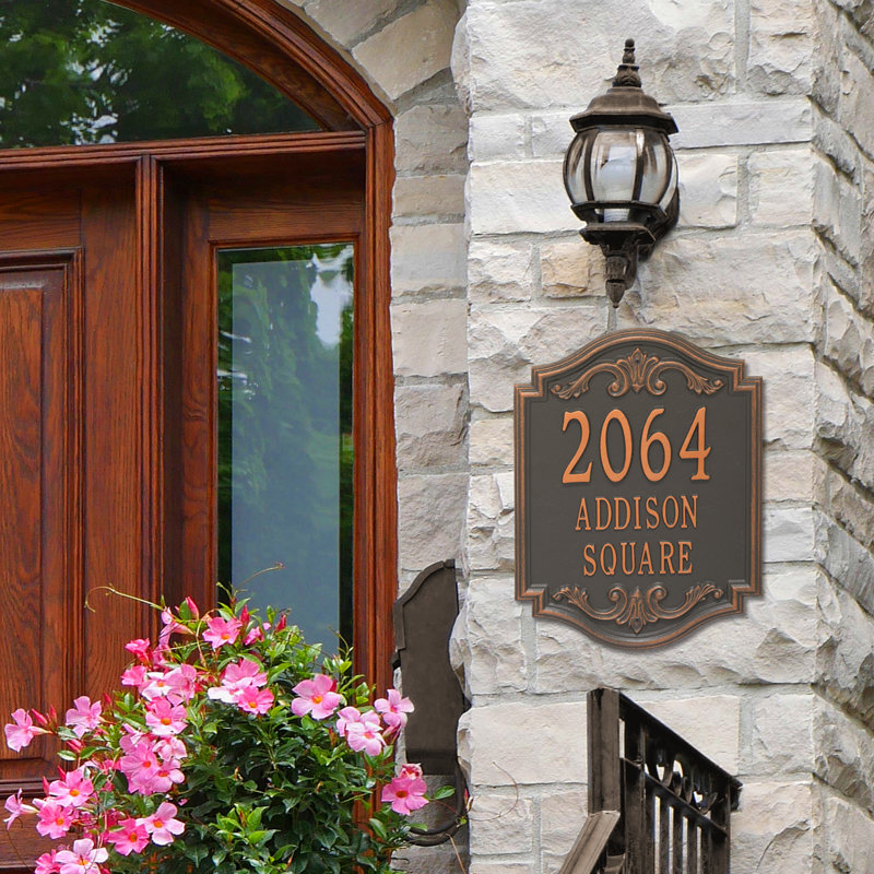 Signature Series 3-Line Wall Address Plaque, Forged Copper, Copper, Yes