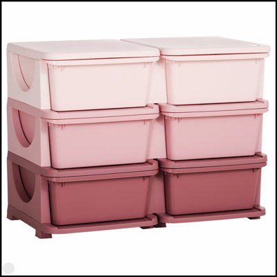 Qaba 3 Tier Kids Storage Unit With 6 Removable Drawers, Perfect For Organizing Toys And Essentials In Bedrooms And Playrooms.
