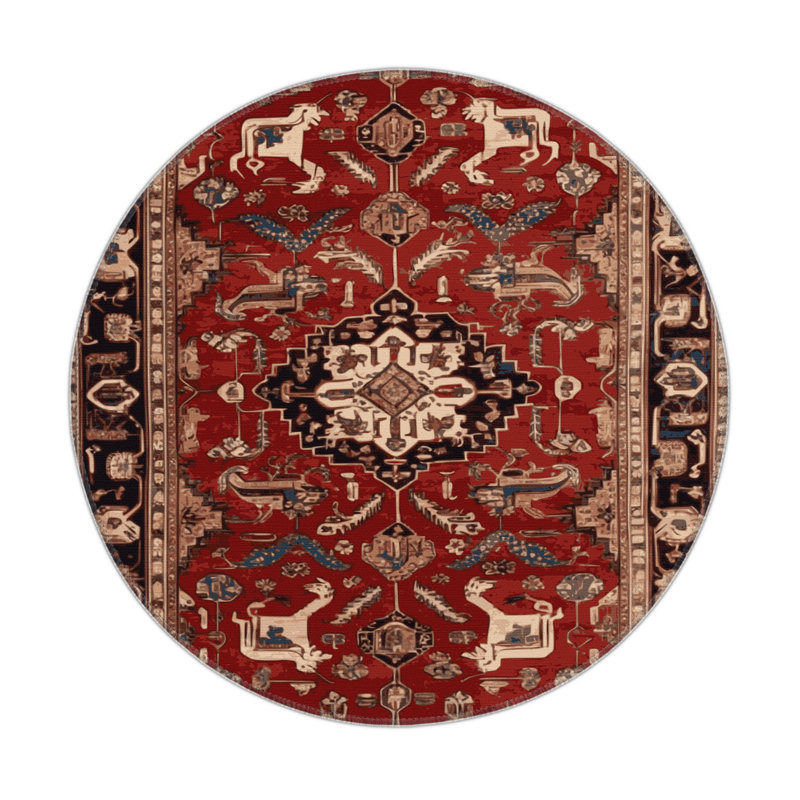 Tapis d'intérieur et d'extérieur brun Persian, Rond 5 pi