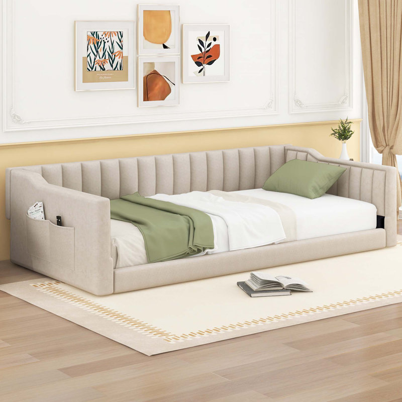 Lit de jour rembourré, Beige