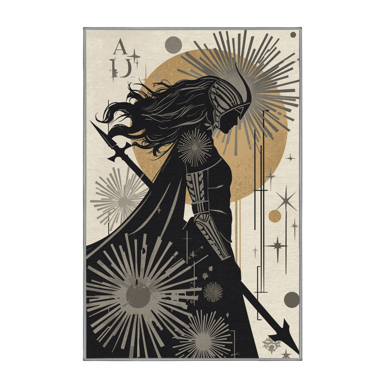 Tapis gris délavé à la machine Bedford Valkyrie Warrior, 4 x 6
