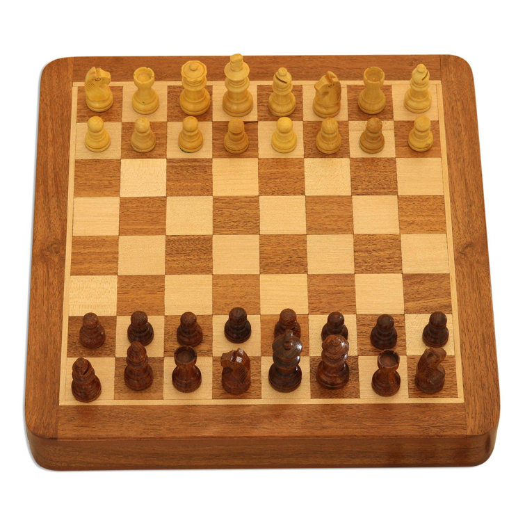 Novica 2 Player Wood Chess And Checkers Set