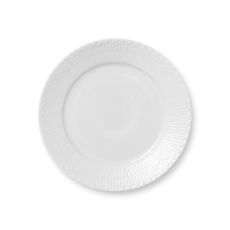 White Fluted Half Lace Royal Copenhagen 8.66" Salad or Dessert Plate