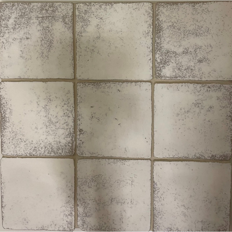 Zellige 4" x 4" Ceramic Subway Tile, White/Antique