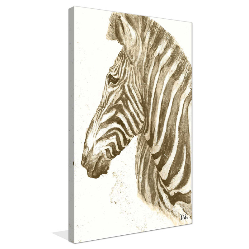 «Mute Zebra», reproduction de peinture acrylique, H 30 po x l 18 po x P 1 po, Toile tendue