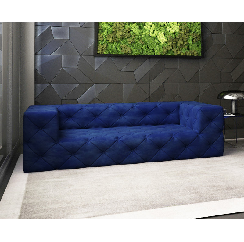 Renae 3 Seater Velvet Sofa, Navy Blue