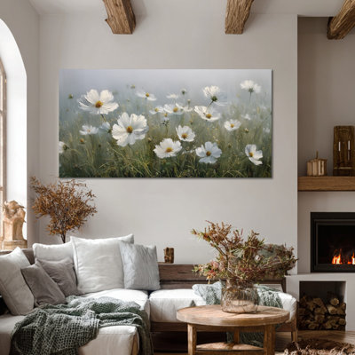 Spring Credle - Wildflower Canvas Landscape Pictures for Nature Inspired Home Wall Decor, Flower Painting Artwork Prints, for Bedroom Living Room Framed Canvas, 12×24 inches