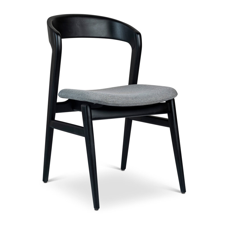 Modern Brazilian Upholstered Dining Chair, Ebano/Gray