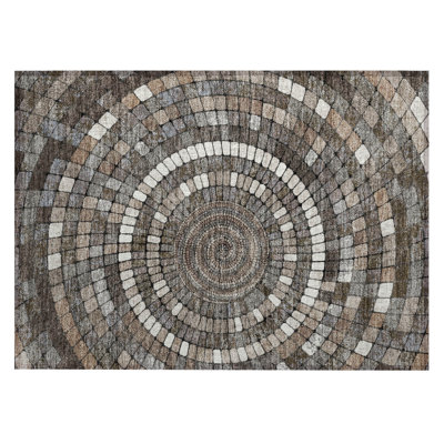 Machine Washable Indoor/Outdoor Husby ACN2216 Geometric Rug