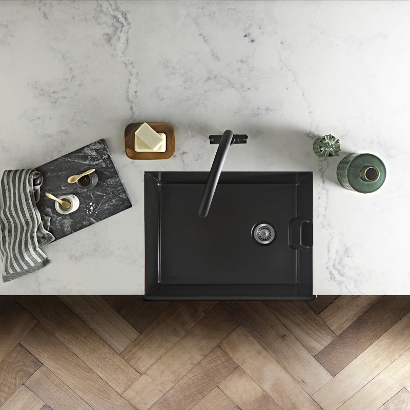 Single Bowl Farmhouse/Apron Kitchen Sink, Matt Black