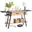 Console 60 po avec tiroir et lumières DEL Pullen, table d'entrée à 3 niveaux avec 4 prises et 2 ports USB-2070776479