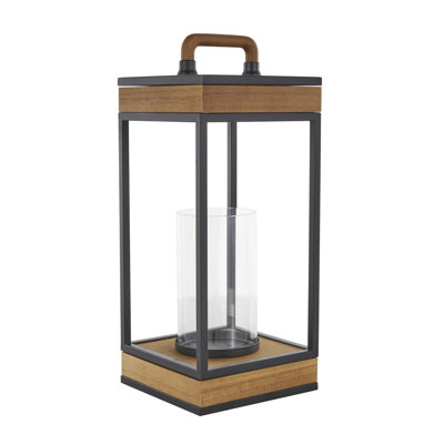Lanterne brune en métal pour l'intérieur avec cadre ouvert et détails en métal noir