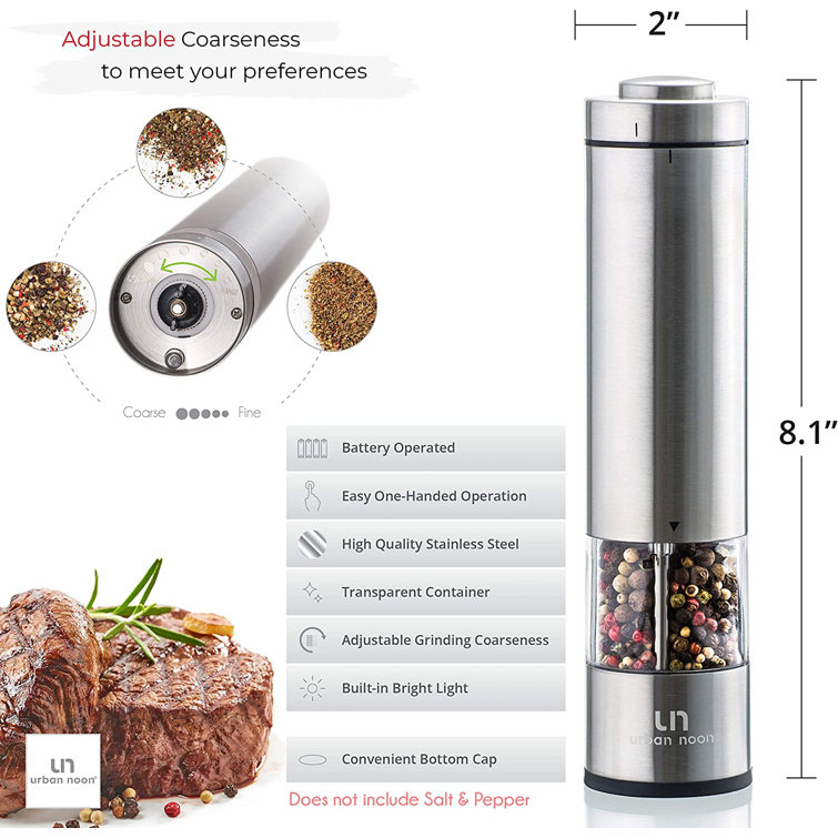 Aptoco Electric Salt & Pepper Mill Set Electric Gravity Automatic Salt  Pepper Grinder & Reviews