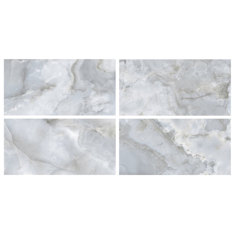 Calla Onyx 24" x 47" Porcelain Marble Look Wall & Floor Tile (15.49 Sq. Ft. / case), Pearl
