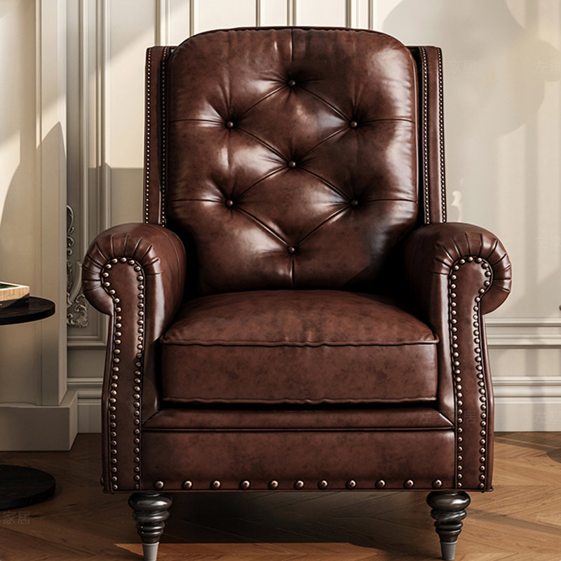 Fauteuil inclinable réglable en similicuir pour balcon, Café foncé