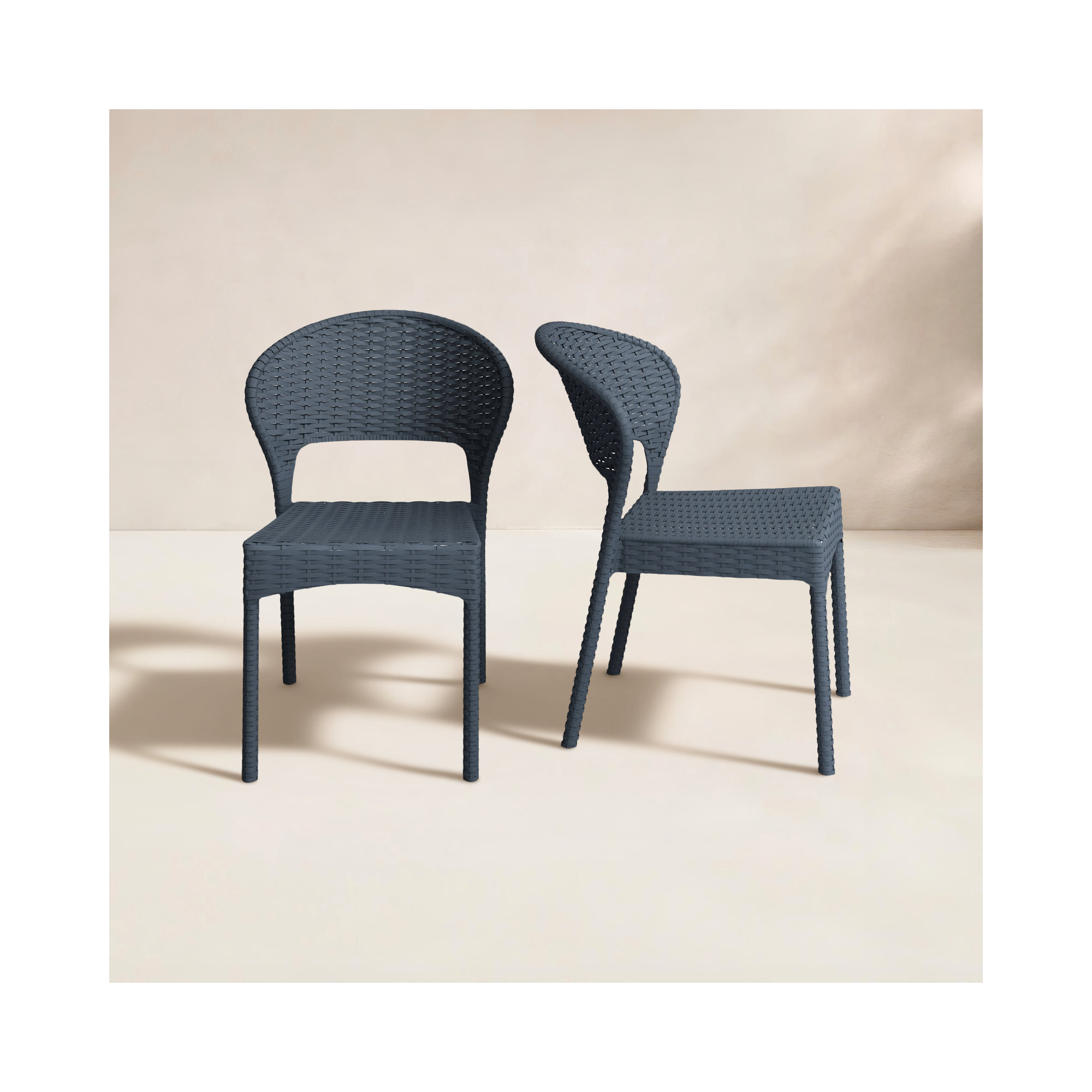 Coral Stacking Side Chair, Rattan Gray