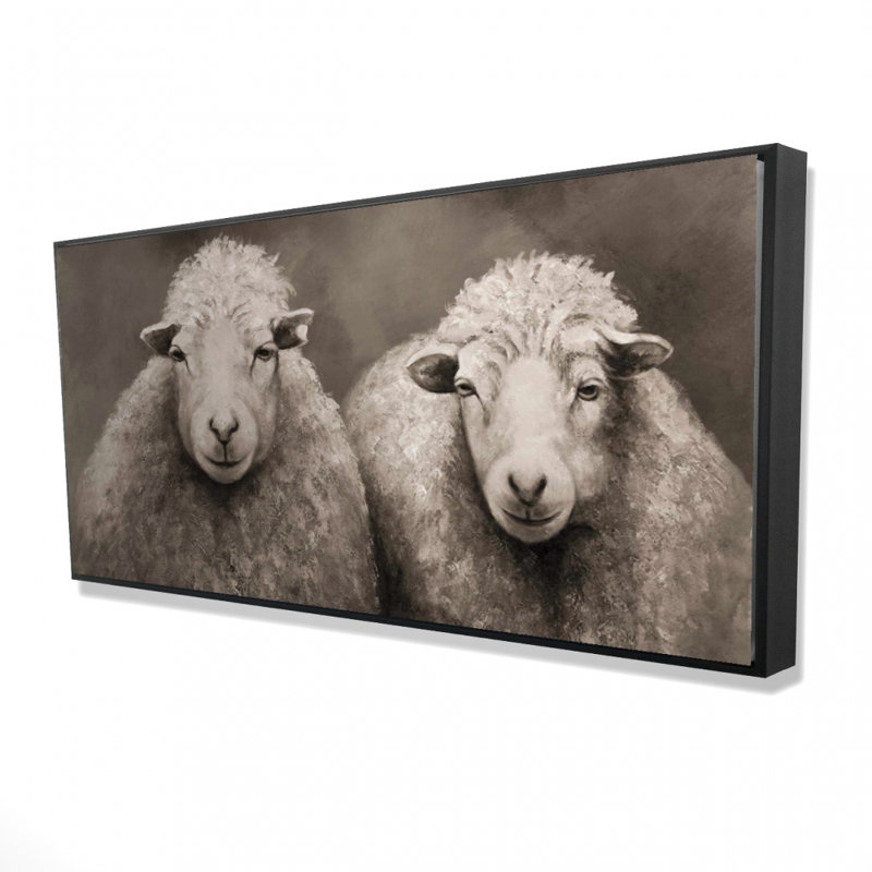 Sheep Sepia Print On Canvas, 24" H x 48" W