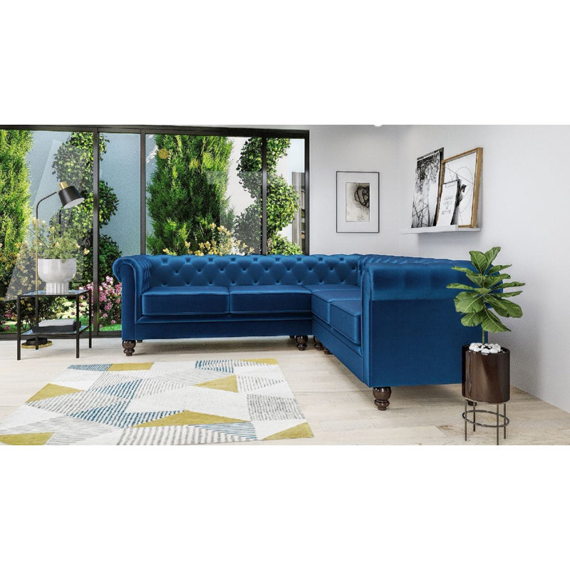 Veazey 213Cm Corner Sofa, Blue