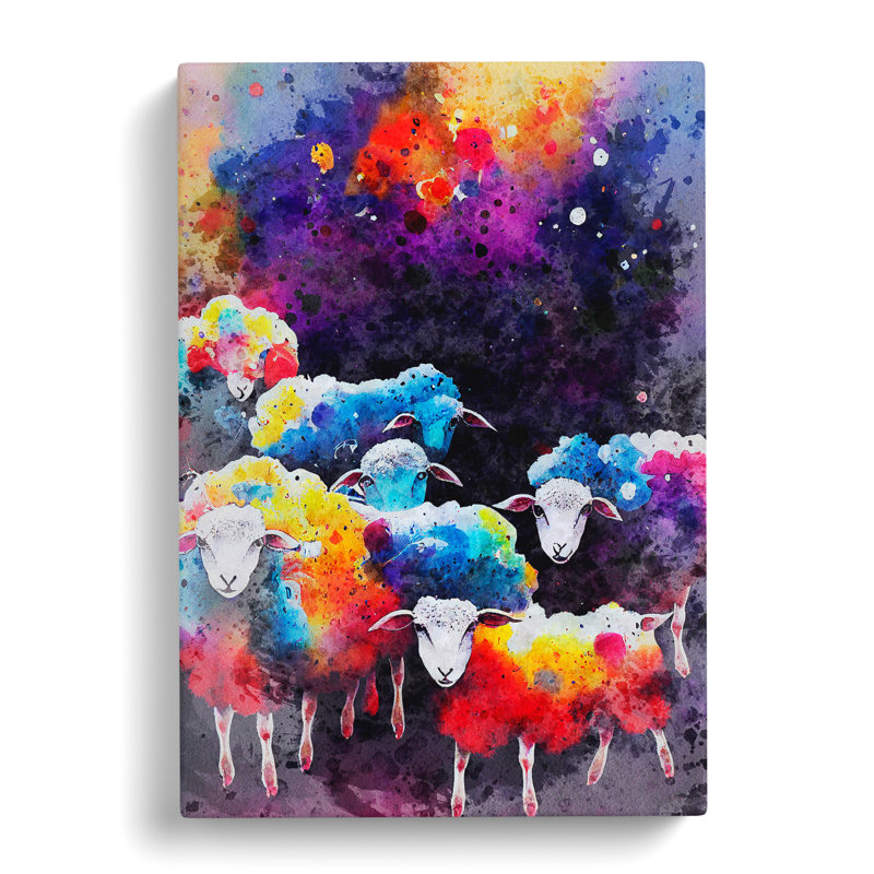 Watercolour Sheep No.4 - Wrapped Canvas, 50cm H x 35cm W x 3cm D