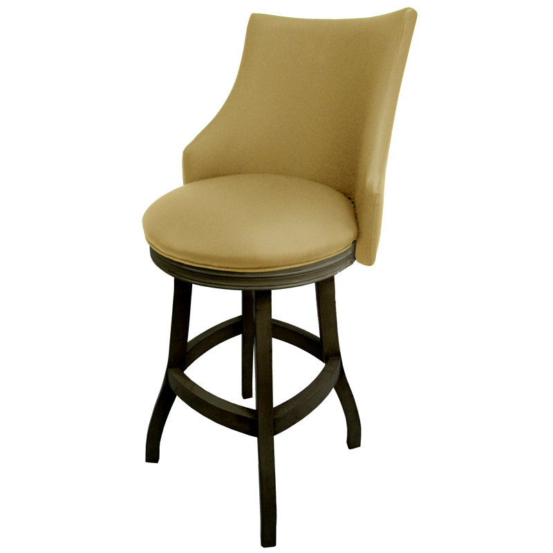 Tabouret pivotant en bois Ridfortore, Noir, Brun clair, Tabouret de bar (assise de 30 po de hauteur)