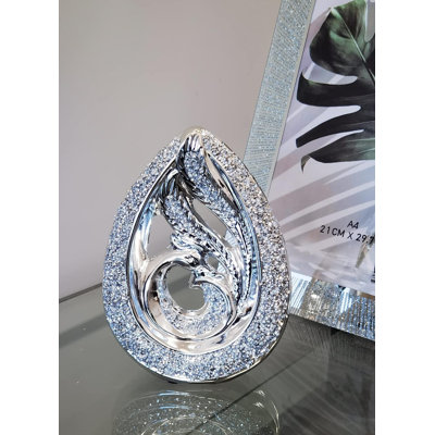 Crushed Silver Like Double Teardrop Ornament Sparkle Diamond Beautiful Centerpiece Art Decor For Home