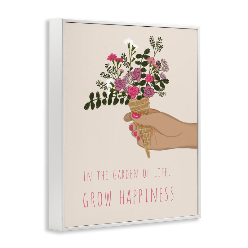 «Grow Happiness with Florals», art de la giclée encadrée par Chen Alyesh bh-790, Giclée encadrée blanc bord de mer